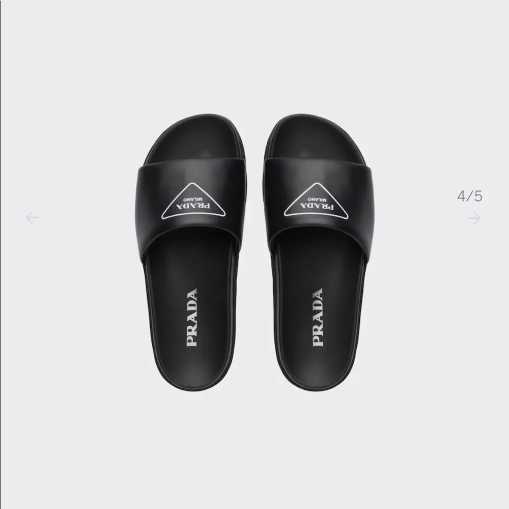 Prada Logo Leather Slides - Picture 6 of 9